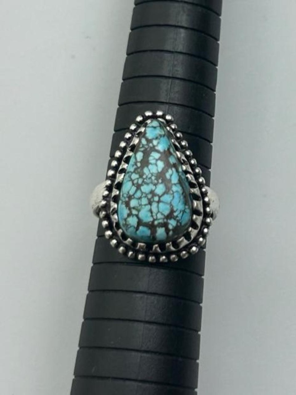 Turquoise Teardrop 925 Silver Ring - Blue Stone Ring
